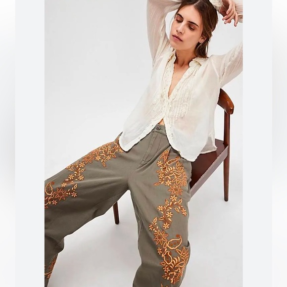 Free People Pants - FREE PEOPLE Marrakesh Embroidered Baggy Trouser Pants